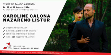 Photo de couverture de l'évènement Stage de Tango Argentin avec Caroline CALONA et Nazareno LISTUR 2024